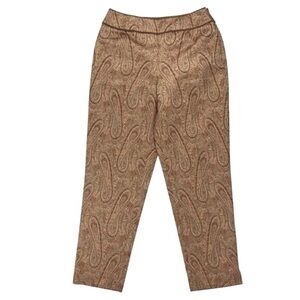 Talbots Collection‎ Pants Womens Size 10 Tan Textured Paisley Rope Trim Side Zip
